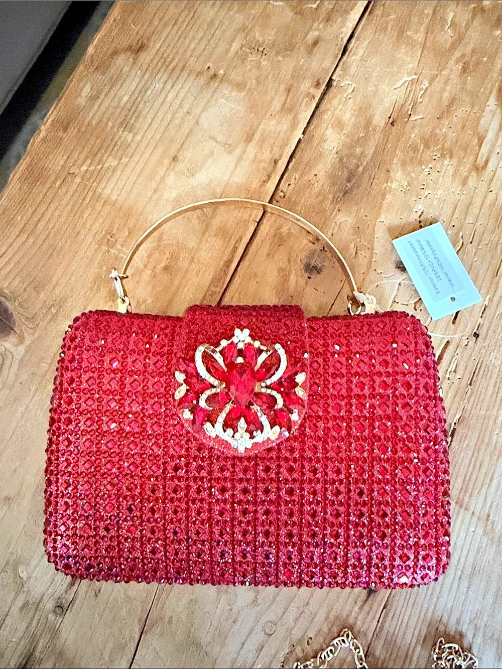 Red Embellished Clutch